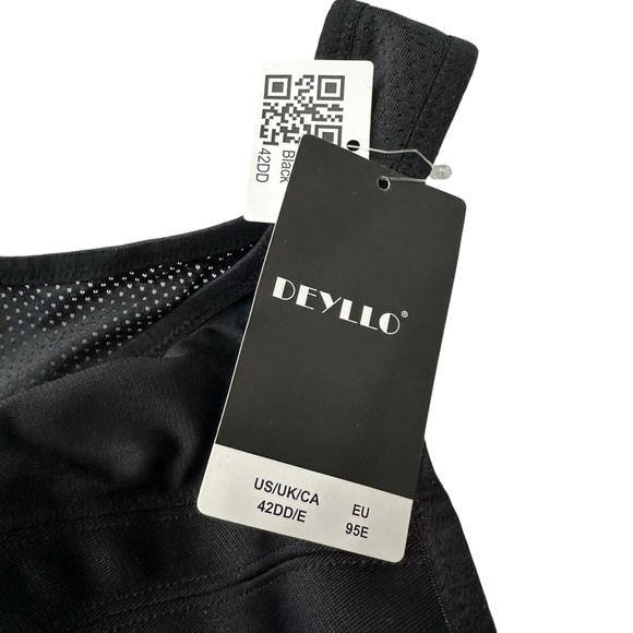 Deyllo Black Sports Bra, Full Support, Style 40591, 42DD/E - Picture 4 of 9